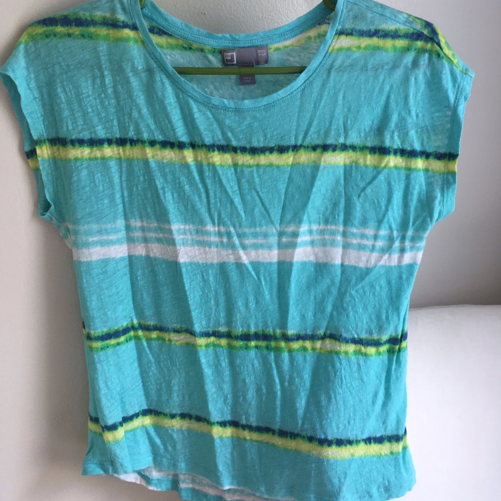 Linen Blue Striped Tee Small